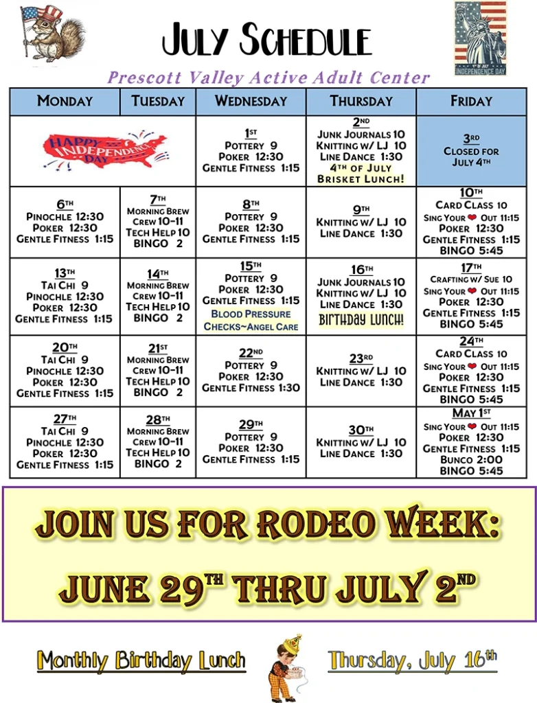 PVAAC July Event Calendar